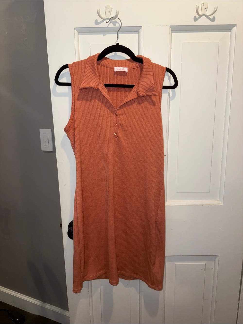 Pink Lily Sleeveless Polo Tunic Dress - Rust
